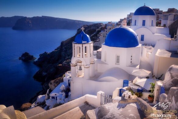 Blue Domed Church Santorini - SillySuitcase
